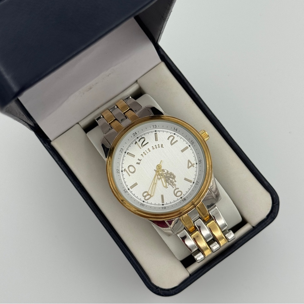 MEN'S US POLO ASSN ANALOG CLASSIC WATCH TWO TONE BAND ROUND DIAL USC80302-R7 - Picture 2 of 4
